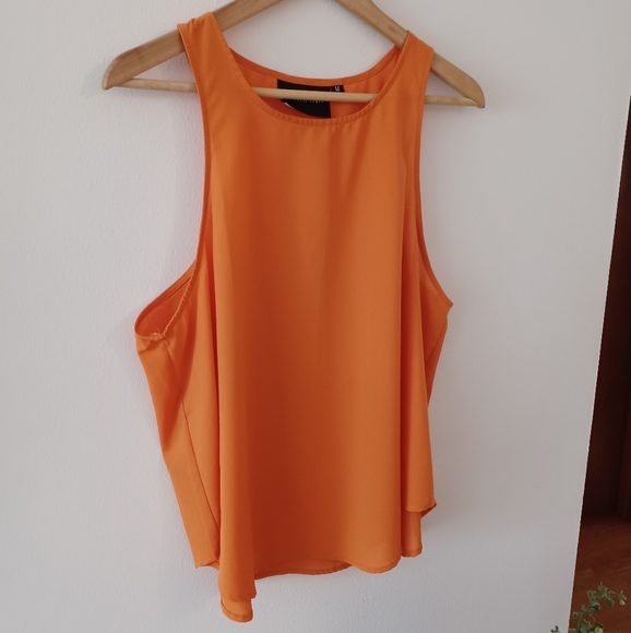 🆕️ MINKPINK Bright Orange 🍊 High Neck Tank Top - Picture 2 of 11
